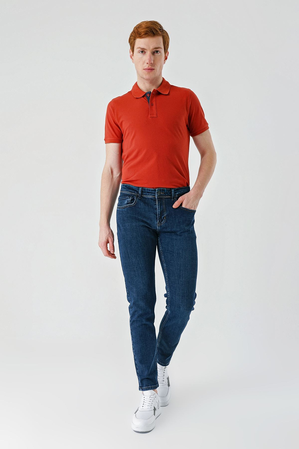 Lacivert Gabardin 5 Cepli Slim Fit Dar Kesim Casual Denim Jean Kot Pantolon 1023240150