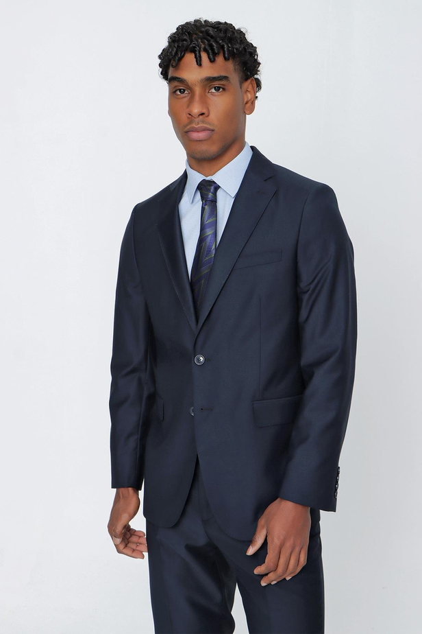 Lacivert Gabardin Mono Yaka 4 Drop Comfort Fit Rahat Kesim Basic Takım Elbise 1001240009