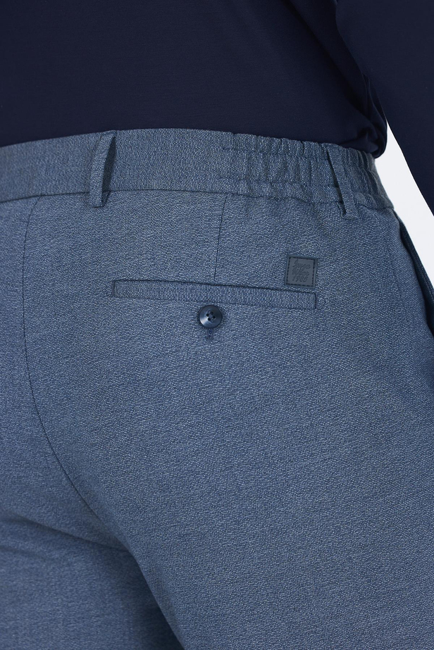 Lacivert Kendinden Desenli Yan Cep Slim Fit Jogger Pantolon 1003250161