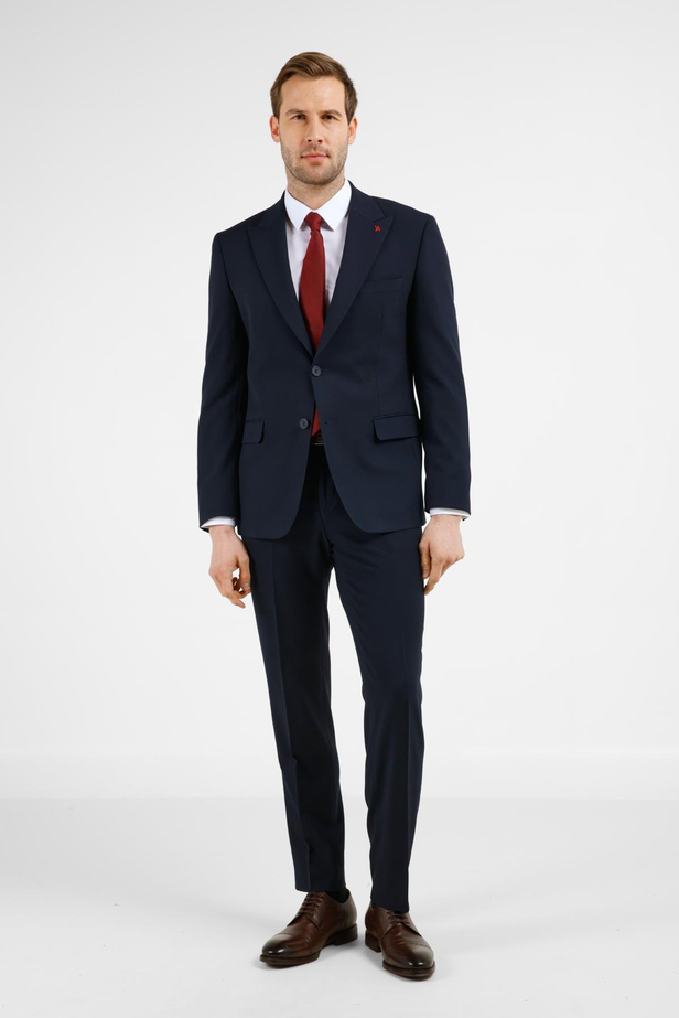 Lacivert Kırlangıç Yaka Tam Astar 6 Drop Slim Fit Takım Elbise 1001255162