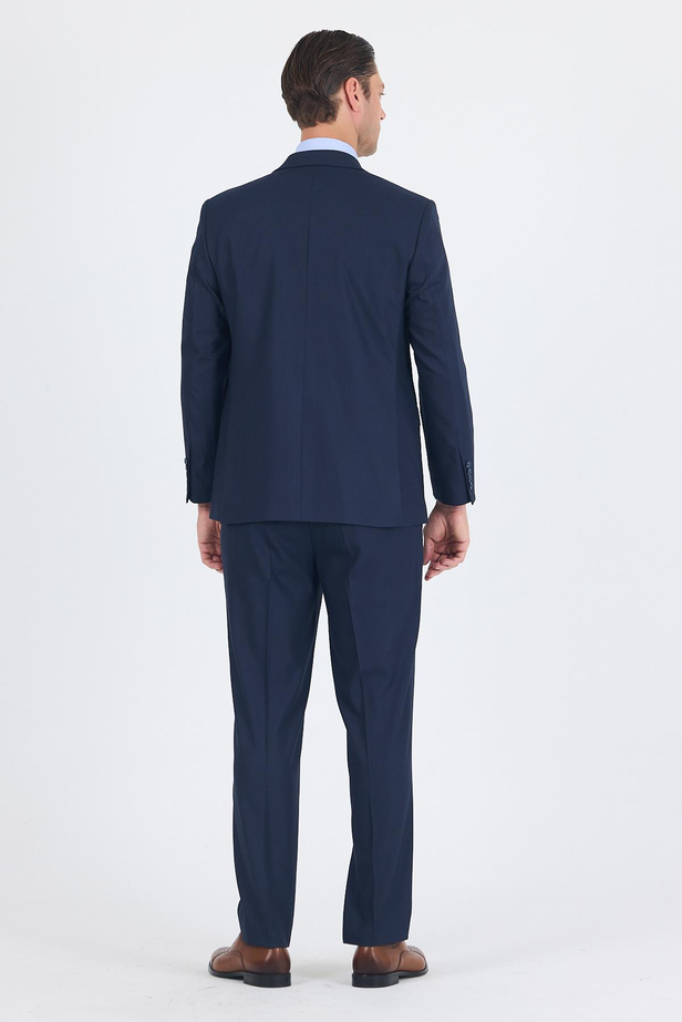 Lacivert Mono Yaka Bez Ayağı Tam Astar Pamuklu 4 Drop Comfort Fit Classic Takım Elbise 1001250178