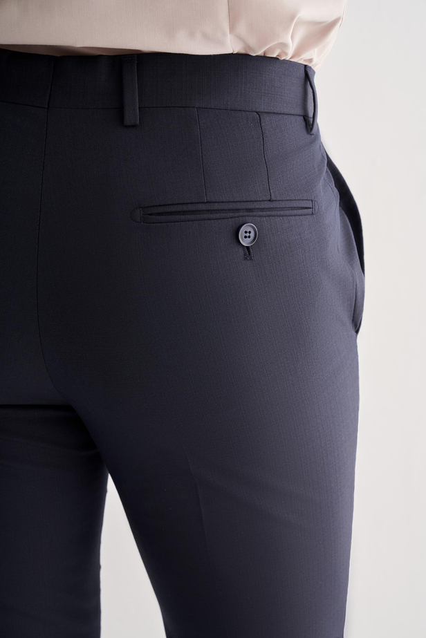 Lacivert Yan Cep Açık Paça Kendinden Desenli Slim Fit  Pantolon 1003255152