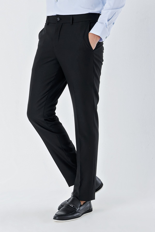 Likralı Yan Cep Slim Fit Dar Kesim Klasik Pantolon 1003230167 Siyah
