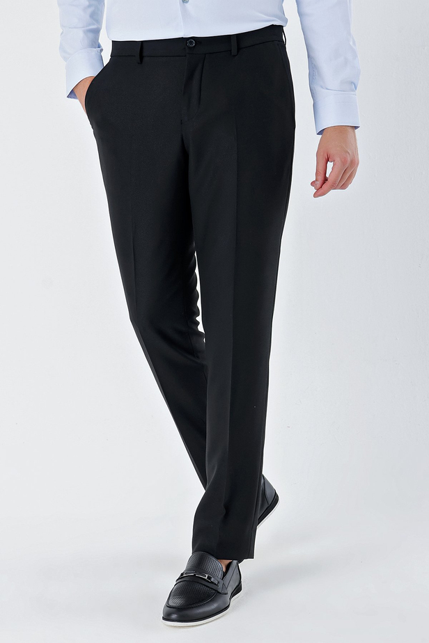 Likralı Yan Cep Slim Fit Dar Kesim Klasik Pantolon 1003230167 Siyah