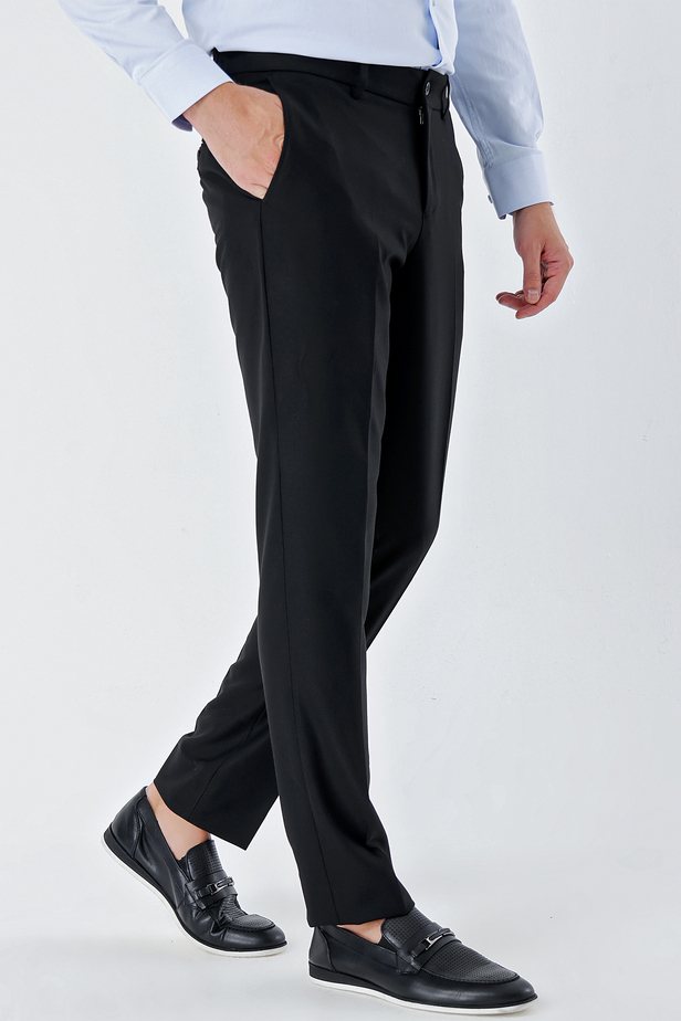 Likralı Yan Cep Slim Fit Dar Kesim Klasik Pantolon 1003230167 Siyah