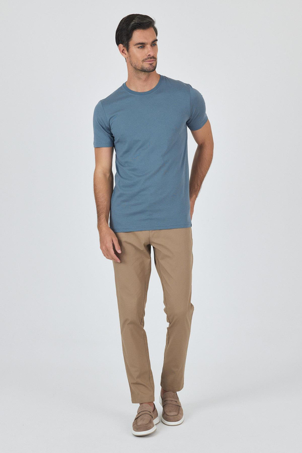 Mavi Kısa Kol Bisiklet Yaka Cepsiz Pamuk Casual Slim Fit Tişört 1011250158