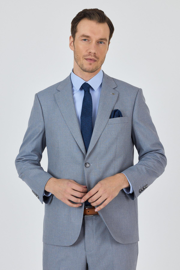 Mavi Mono Yaka Astarlı Çift Yırtmaç Esnek 4 Drop Comfort Fit Classic Takım Elbise 1001250160