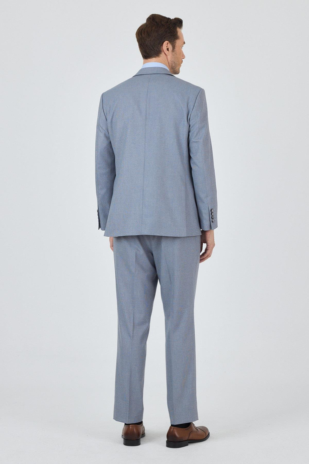 Mavi Mono Yaka Astarlı Çift Yırtmaç Esnek 4 Drop Comfort Fit Classic Takım Elbise 1001250160