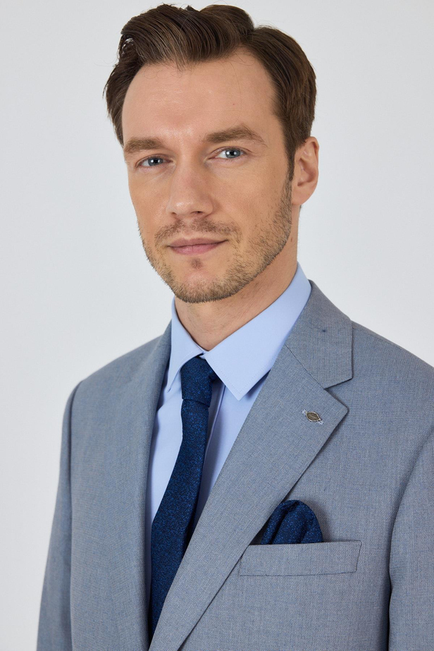 Mavi Mono Yaka Astarlı Çift Yırtmaç Esnek 4 Drop Comfort Fit Classic Takım Elbise 1001250160