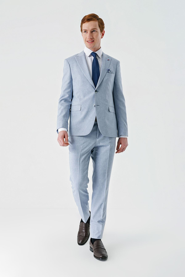 Mavi Örme Kırlangıç Yaka 6 Drop Comfort Fit Rahat Kesim Klasik Takım Elbise 1001240112