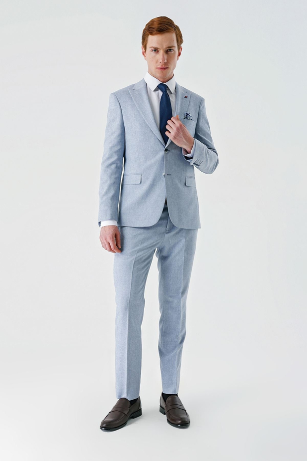 Mavi Örme Kırlangıç Yaka 6 Drop Comfort Fit Rahat Kesim Klasik Takım Elbise 1001240112