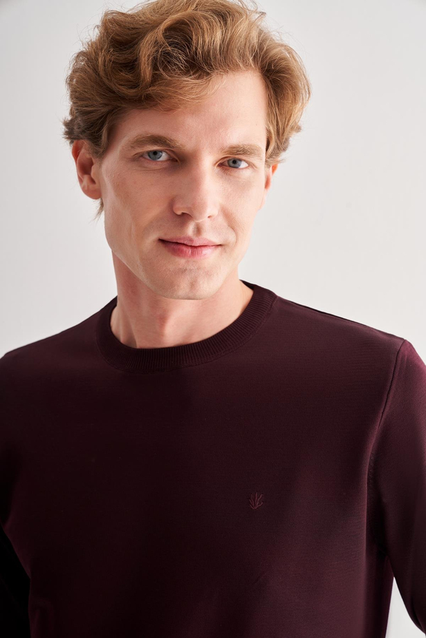 Mürdüm Bisiklet Yaka Cepsiz Slim Fit Casual Triko Kazak