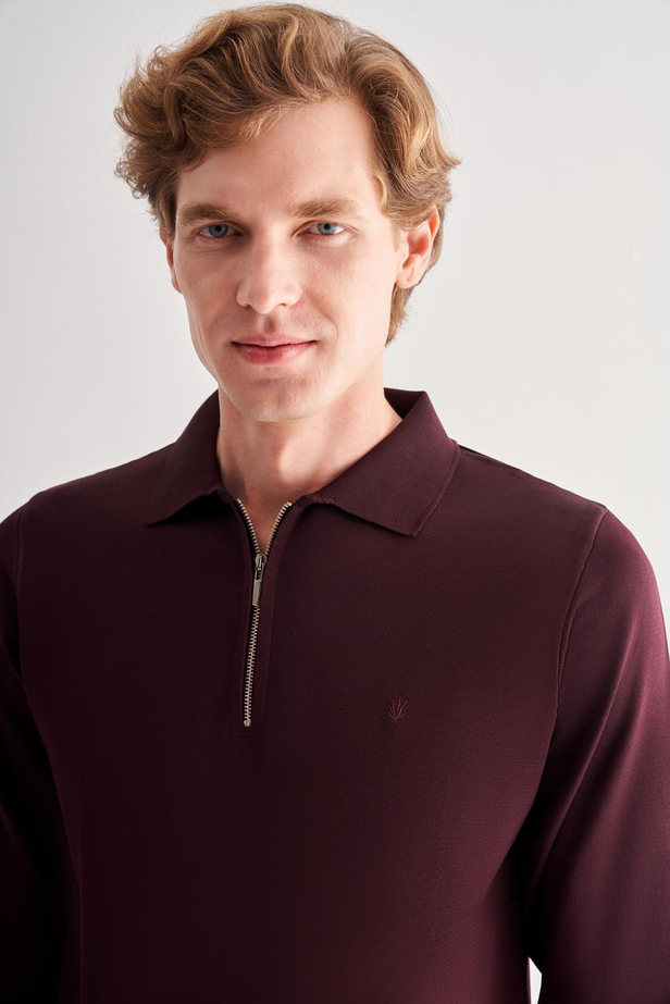Mürdüm Uzun Kol Fermuarlı Yaka Cepsiz  Slim Fit  Triko 1012255150