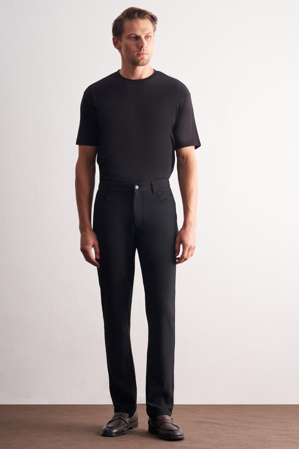 Siyah 5 Cep  Düz Paça Esnek Slim Fit  Casual Pantolon 1003255157