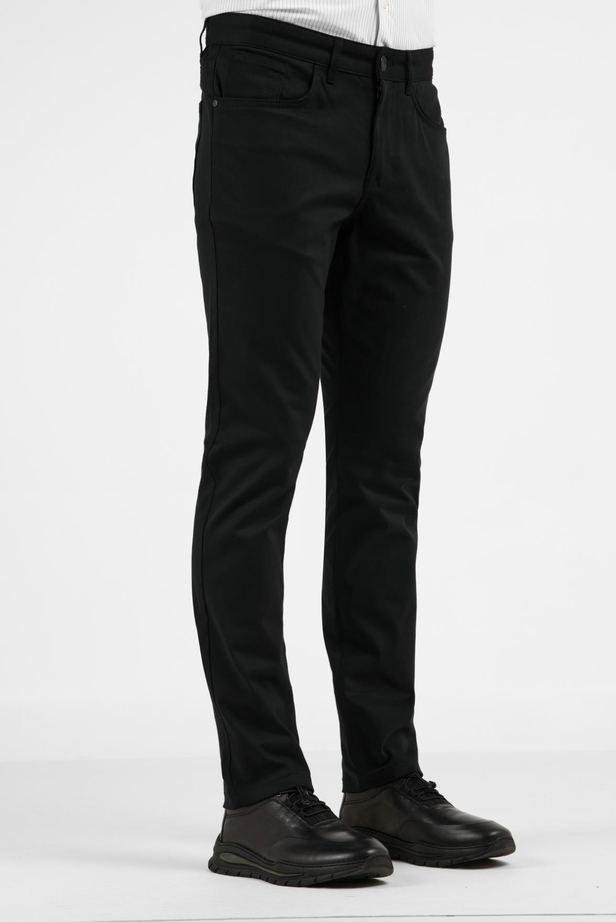 Siyah 5 Cep  Düz Paça Pamuklu Slim Fit 5 Cep Casual Pantolon 1003255154