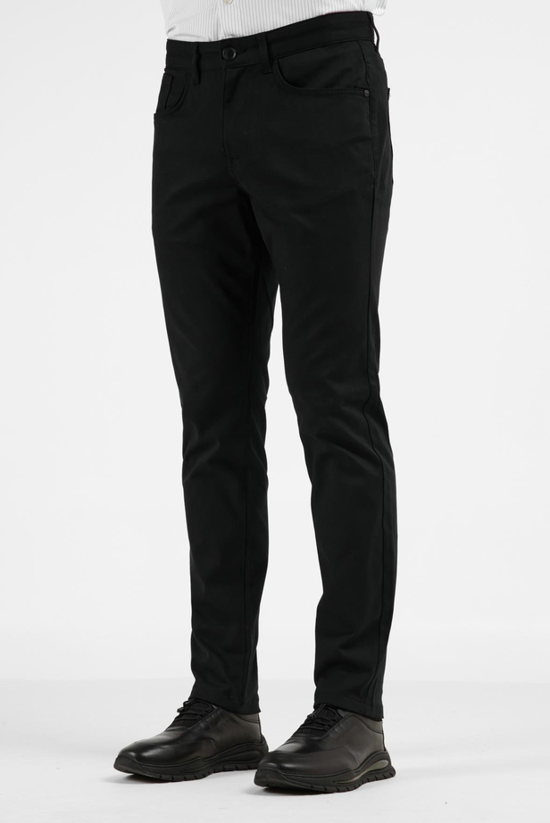 Siyah 5 Cep  Düz Paça Pamuklu Slim Fit 5 Cep Casual Pantolon 1003255154