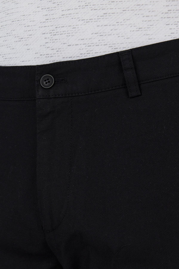 Siyah Armürlü Yan Cep Düz Paça Slim Fit Pamuklu Casual Chino Pantolon 1003250120