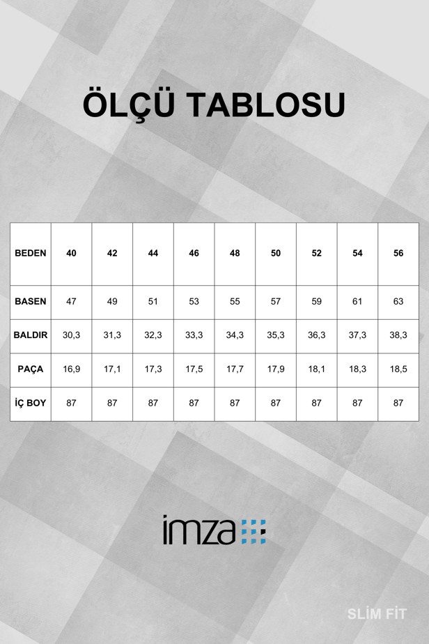 Siyah Desenli Pamuklu Likralı Yan Cepli Slim Fit Dar Kesim Klasik Pantolon 1003240152