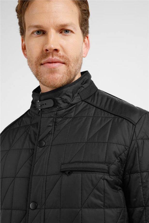 Siyah Dik Yaka Slim Fit Classic Kaban 1008255153