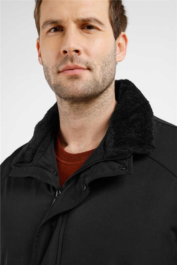 Siyah Dik Yaka Slim Fit Classic Kaban 1008255154