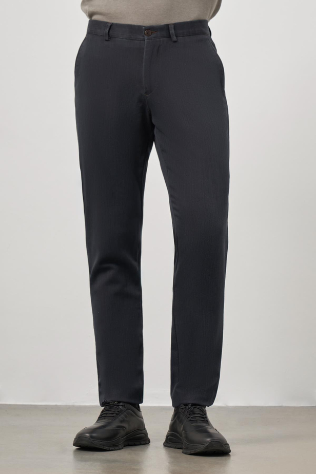 Siyah Düz Gabardin Comfort Fit Casual Pantolon 1003245153