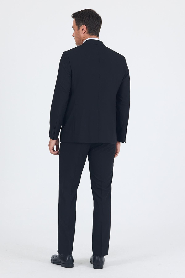 Siyah Düz Gabardin Mono Yaka 2 Düğme 6 Drop Comfort Fit Basic Takım Elbise 1001250010_001