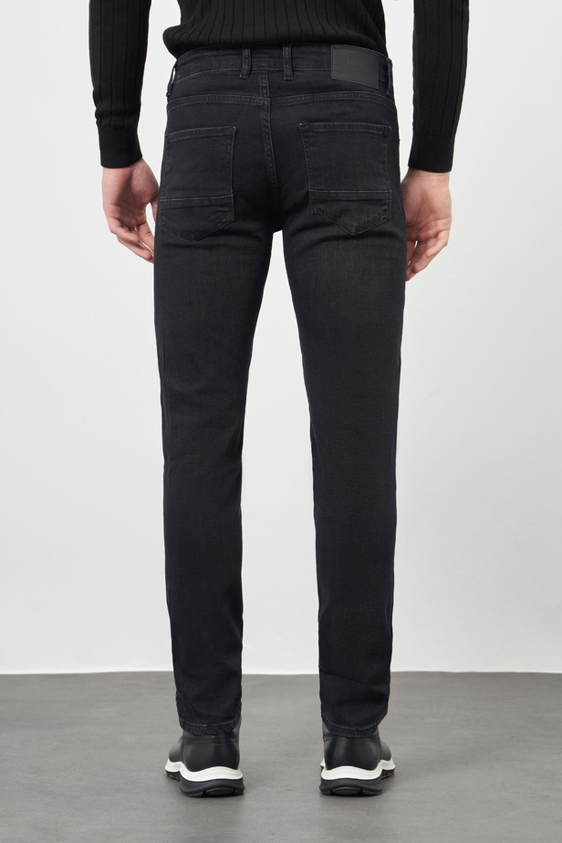 Siyah Düz Gabardin Pamuklu 5 Cep Slim Fit Casual Denim Pantolon 1023245155