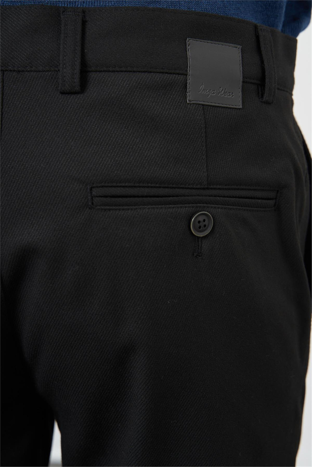 Siyah Düz Gabardin Slim Fit Casual Pantolon 1003245105