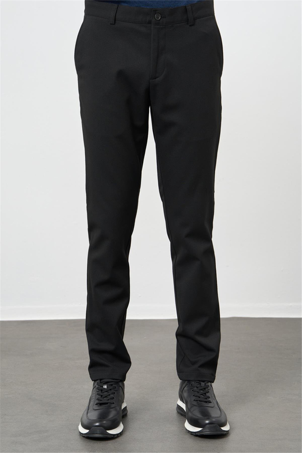 Siyah Düz Gabardin Slim Fit Casual Pantolon 1003245105