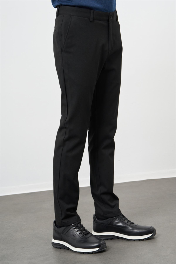 Siyah Düz Gabardin Slim Fit Casual Pantolon 1003245105