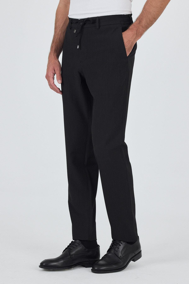 Siyah Esnek Yandan Cepli Casual Comfort Fit Jogger Pantolon 1003250117