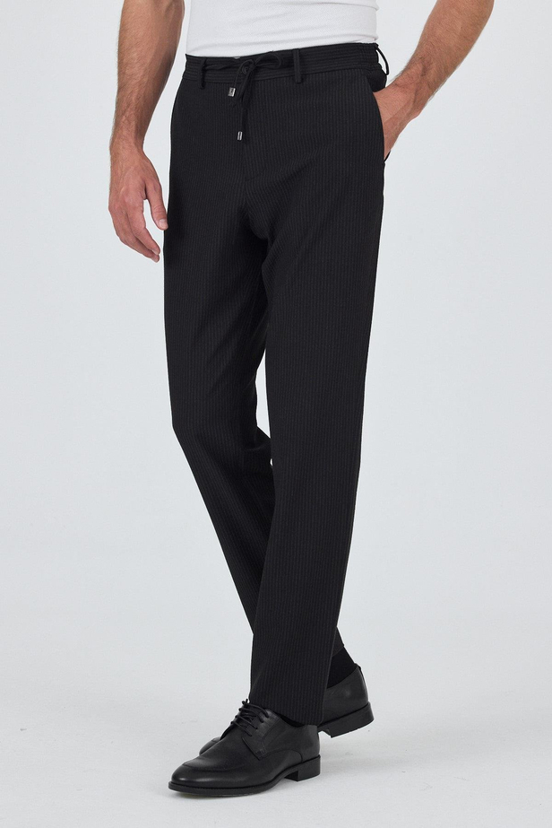 Siyah Esnek Yandan Cepli Casual Comfort Fit Jogger Pantolon 1003250117