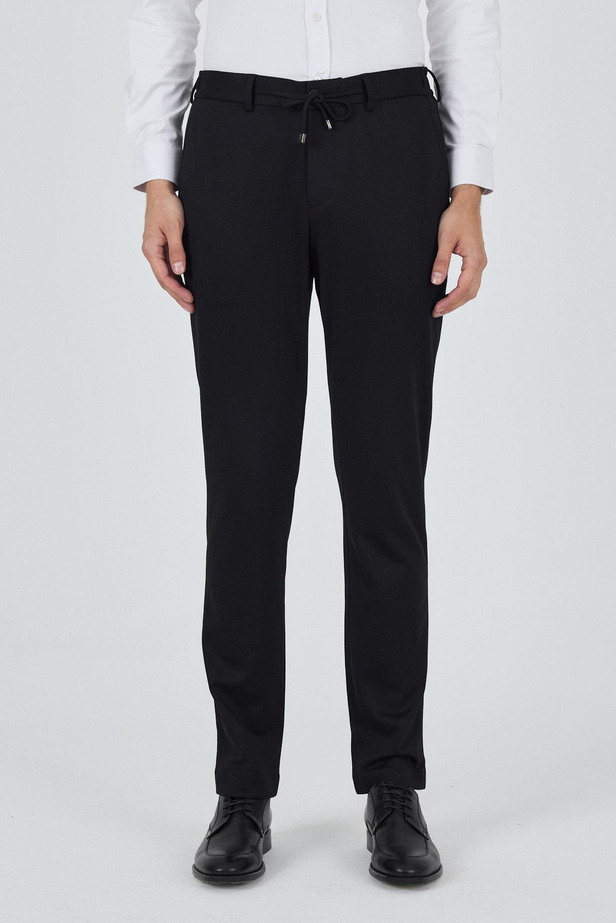 Siyah Esnek Yandan Cepli Casual Slim Fit Pantolon 1003250158