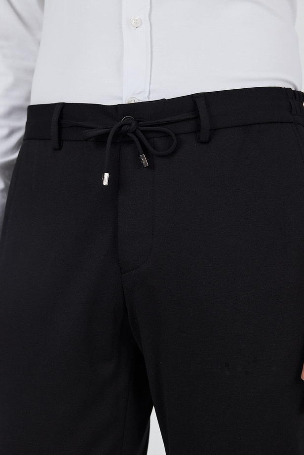Siyah Esnek Yandan Cepli Casual Slim Fit Pantolon 1003250158