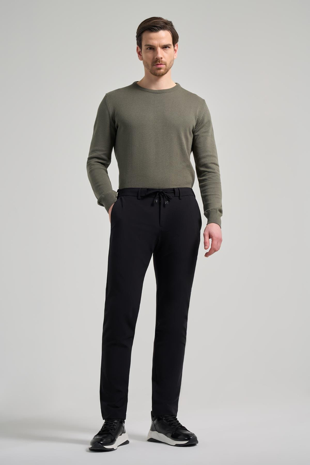 Siyah Esnek Yandan Cepli Casual Slim Fit Jogger Pantolon 1003250118