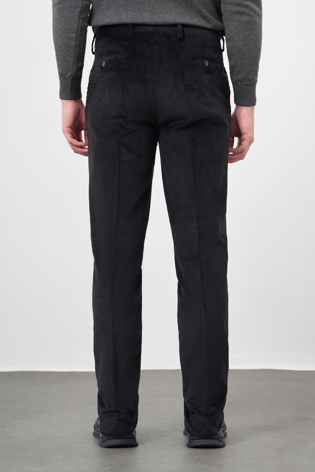 Siyah Fitilli Desen Kadife Pamuklu Yan Cep Comfort Fit Classic Pantolon 1003245160