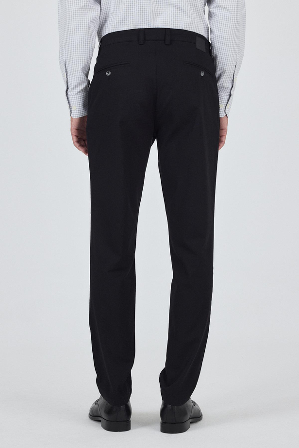 Siyah Gabardin Yan Cep Düz Paça Comfort Fit Pamuklu Casual Chino Pantolon 1003250121