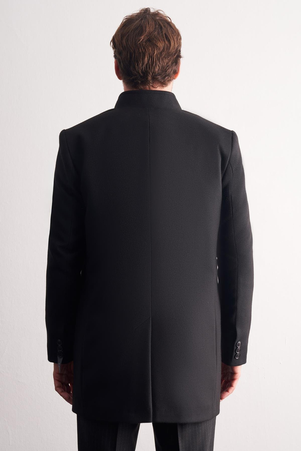 Siyah Hakim Yaka Classic Slim Fit Esnek Kaban 1008255162