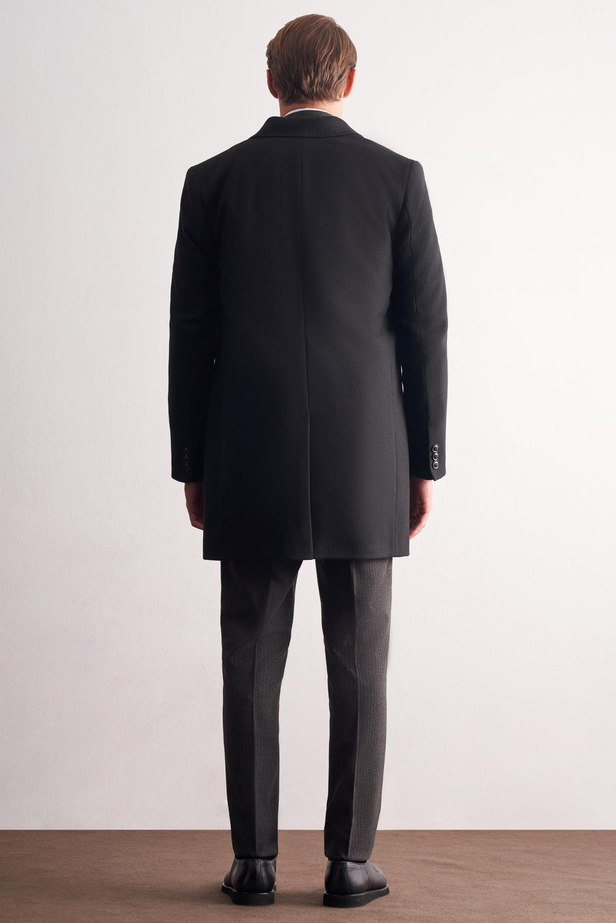 Siyah Kılıç Yaka Kruvaze Comfort Fit Esnek Classic Kaban 1008255164