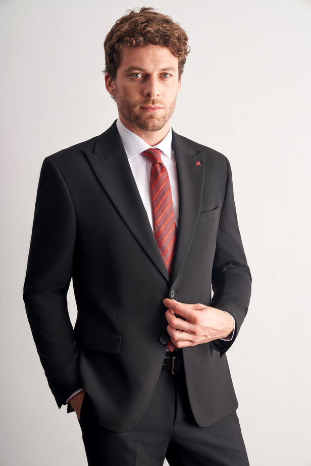 Siyah Kırlangıç Yaka Tam Astar 6 Drop Slim Fit Takım Elbise 1001255162