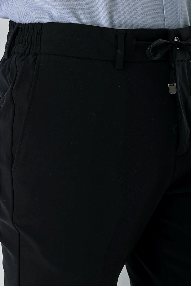 Siyah Likralı Yan Cepli Lastikli Slim Fit Dar Kesim Casual Pantolon 1003240155