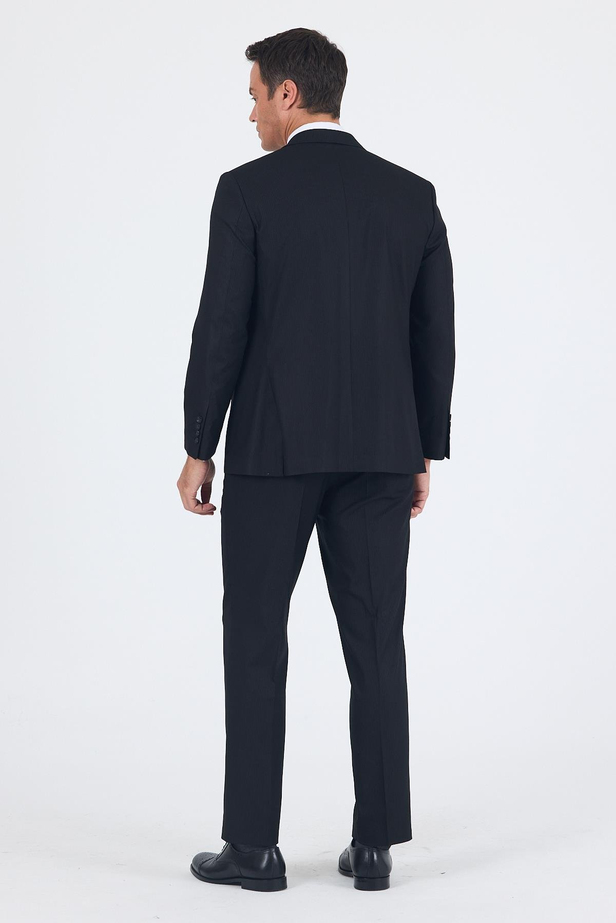 Siyah Mono Yaka Bez Ayağı Tam Astar Pamuklu 4 Drop Comfort Fit Classic Takım Elbise 1001250178