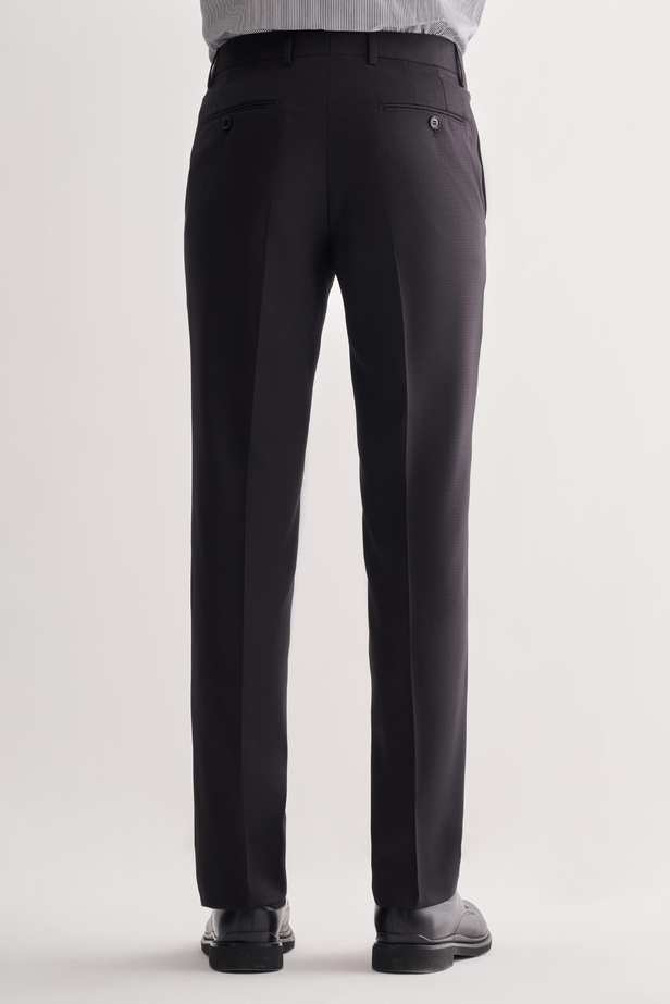 Siyah Yan Cep Açık Paça Kendinden Desenli Slim Fit Esnek Pantolon 1003255151