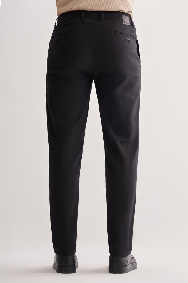 Siyah Yan Cep Düz Paça Pamuklu Comfort Fit Chino Casual Pantolon 1003255166