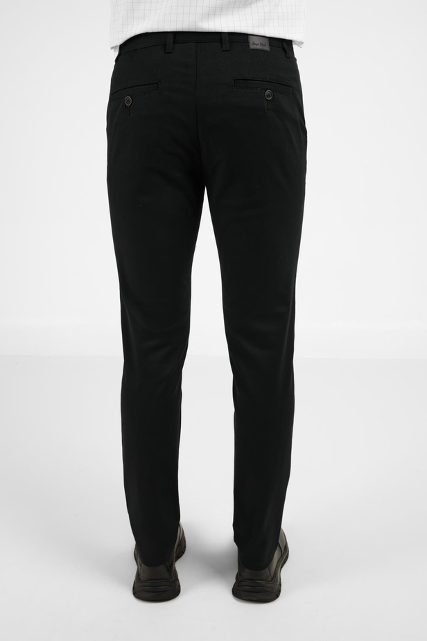 Siyah Yan Cep Düz Paça Pamuklu Slim Fit Chino Casual Pantolon 1003255155
