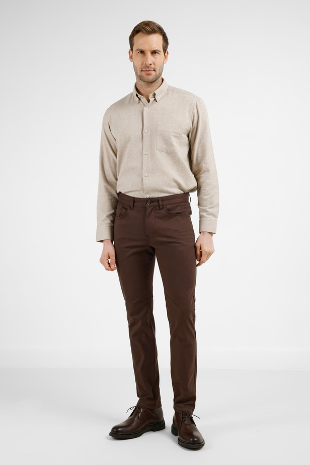 Sütlü Kahverengi 5 Cep  Düz Paça Pamuklu Slim Fit 5 Cep Casual Pantolon 1003255154