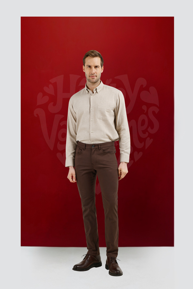 Sütlü Kahverengi 5 Cep  Düz Paça Pamuklu Slim Fit 5 Cep Casual Pantolon 1003255154
