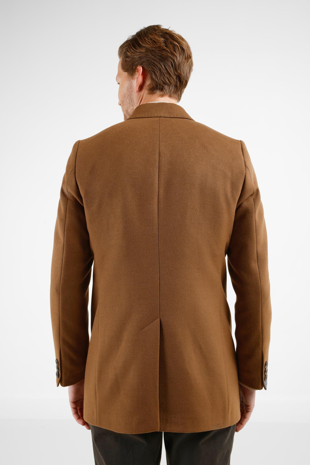 Taba Kılıç Yaka Classic Slim Fit Kruvaze Kaban 1008255102