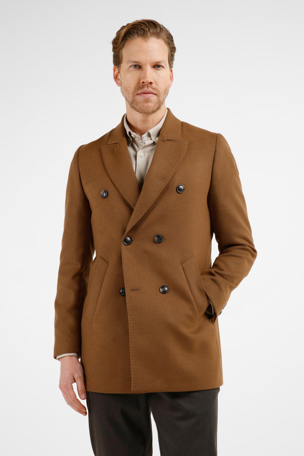 Taba Kılıç Yaka Classic Slim Fit Kruvaze Kaban 1008255102