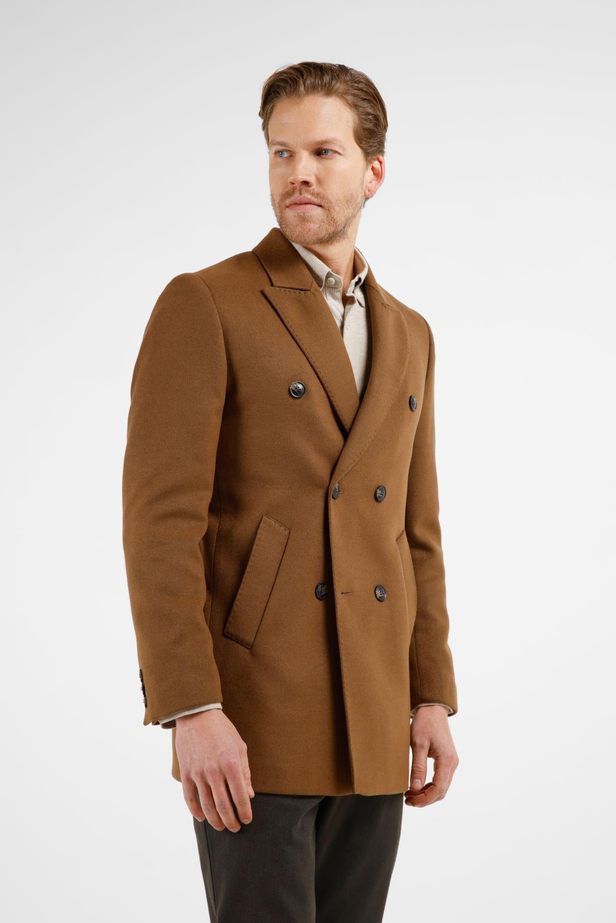 Taba Kılıç Yaka Classic Slim Fit Kruvaze Kaban 1008255102